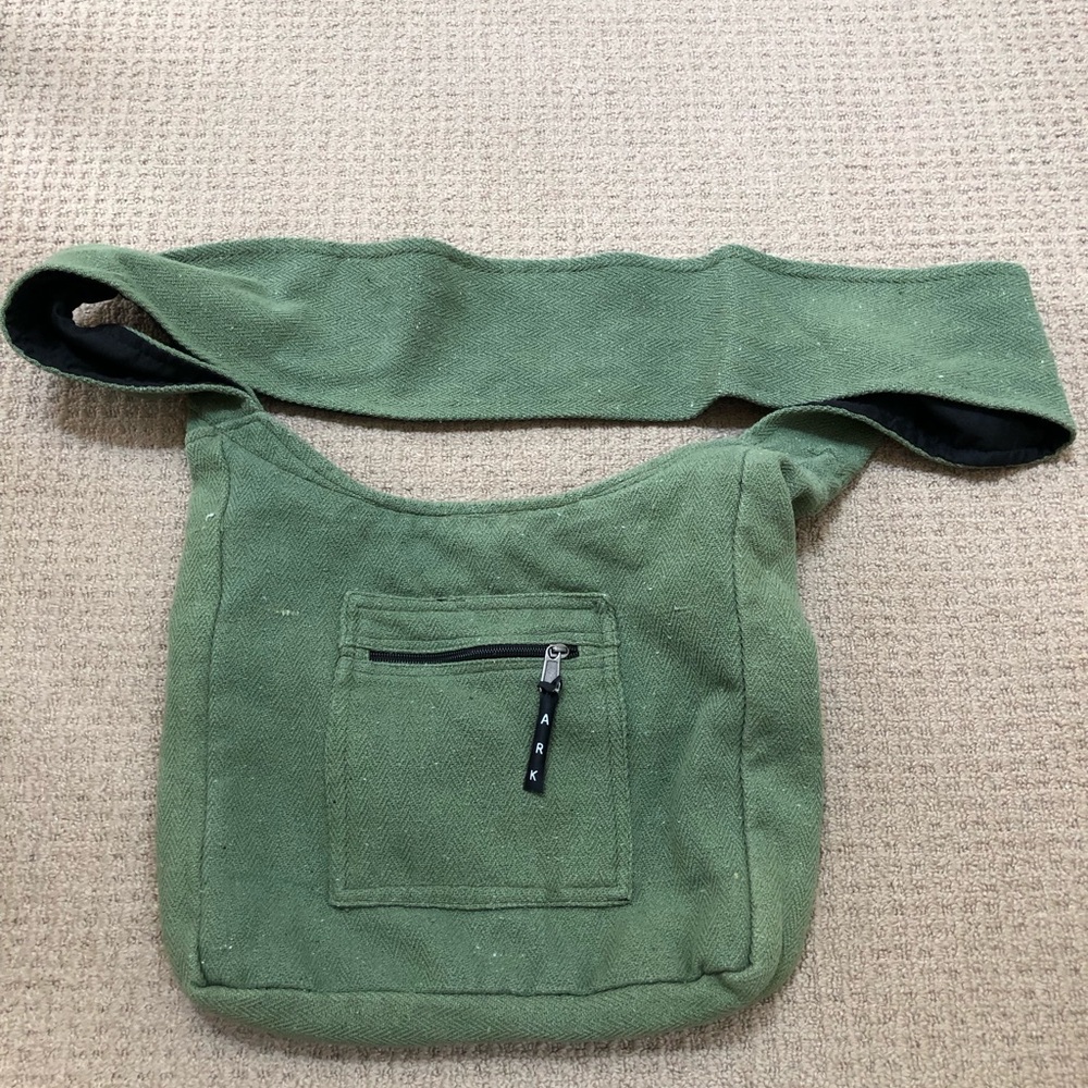 Green Canvas Crossbody Sling Bag